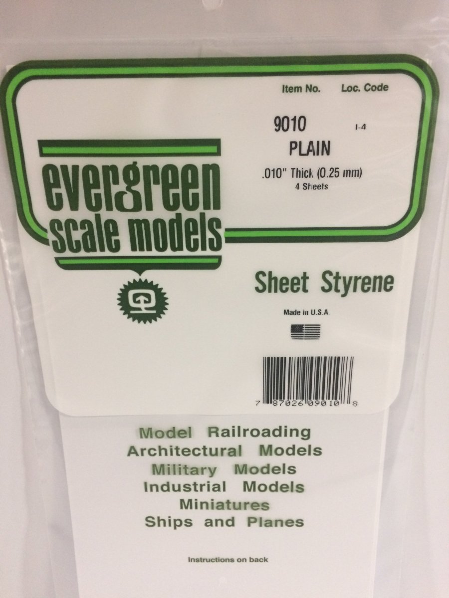 Evergreen Scale Models 9010 - .010" Thick Plain White 6" X 12" Sheet (4) - The Merri Artist - merriartist.com