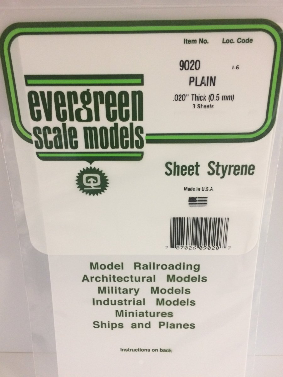 Evergreen Scale Models 9020 - .020" Thick Plain White 6" X 12" Sheet (3) - The Merri Artist - merriartist.com