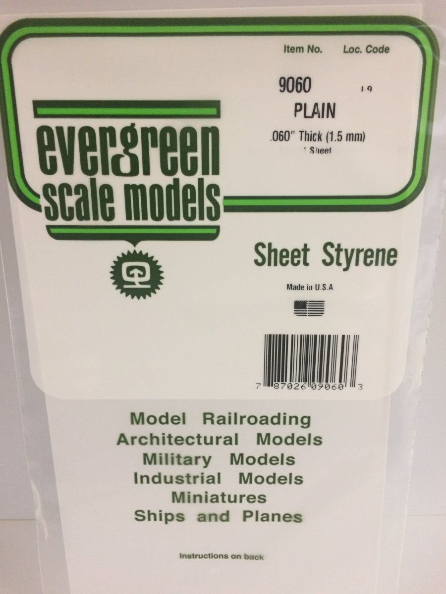 Evergreen Scale Models 9060 - .060" (1.5mm) plain opaque white polystyrene 6" X 12" sheet (1) - The Merri Artist - merriartist.com