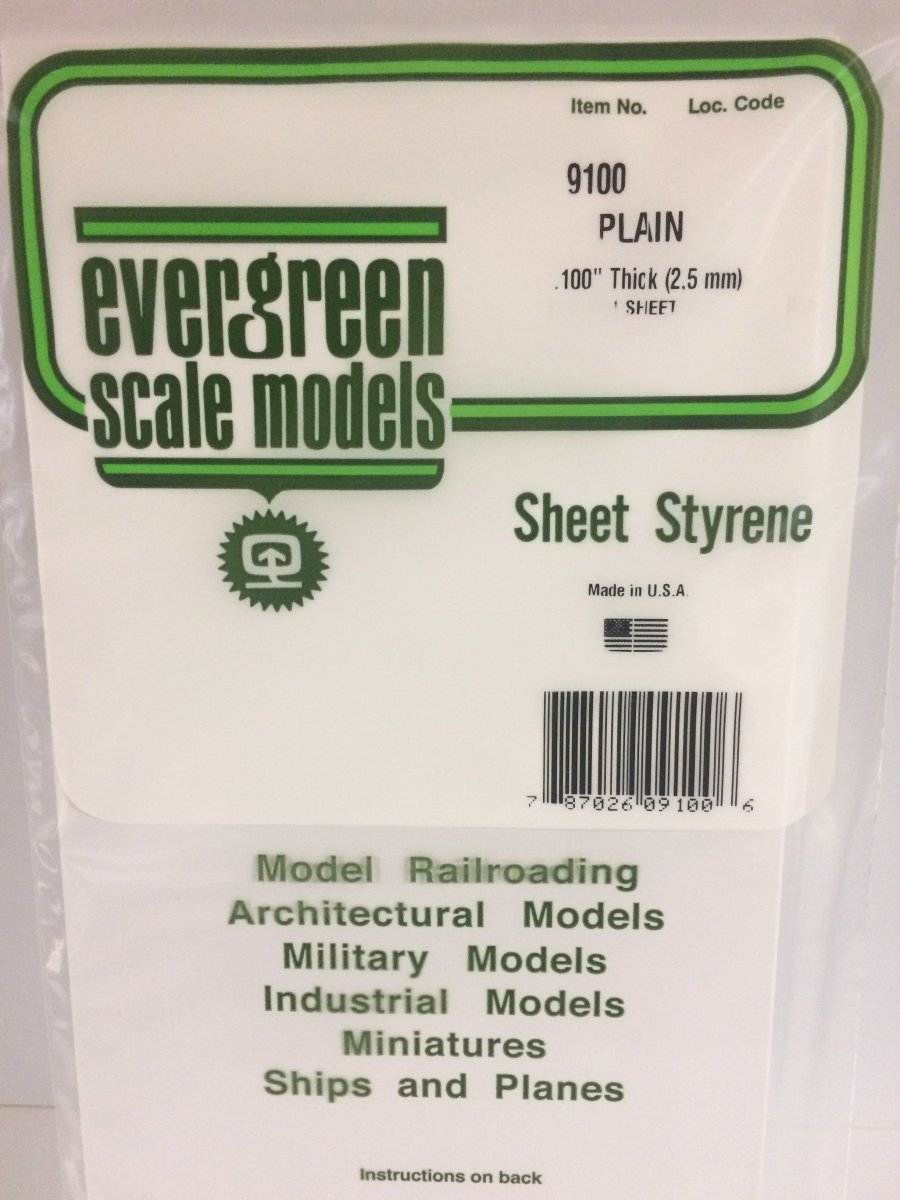 Evergreen Scale Models 9100 - .100" thick White 6" X 12" Sheet (1) - The Merri Artist - merriartist.com