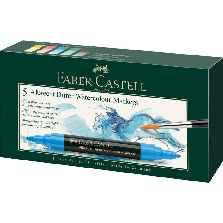 Faber - Castell Albrecht Durer Watercolor Markers, 5 Basic Colors - The Merri Artist - merriartist.com