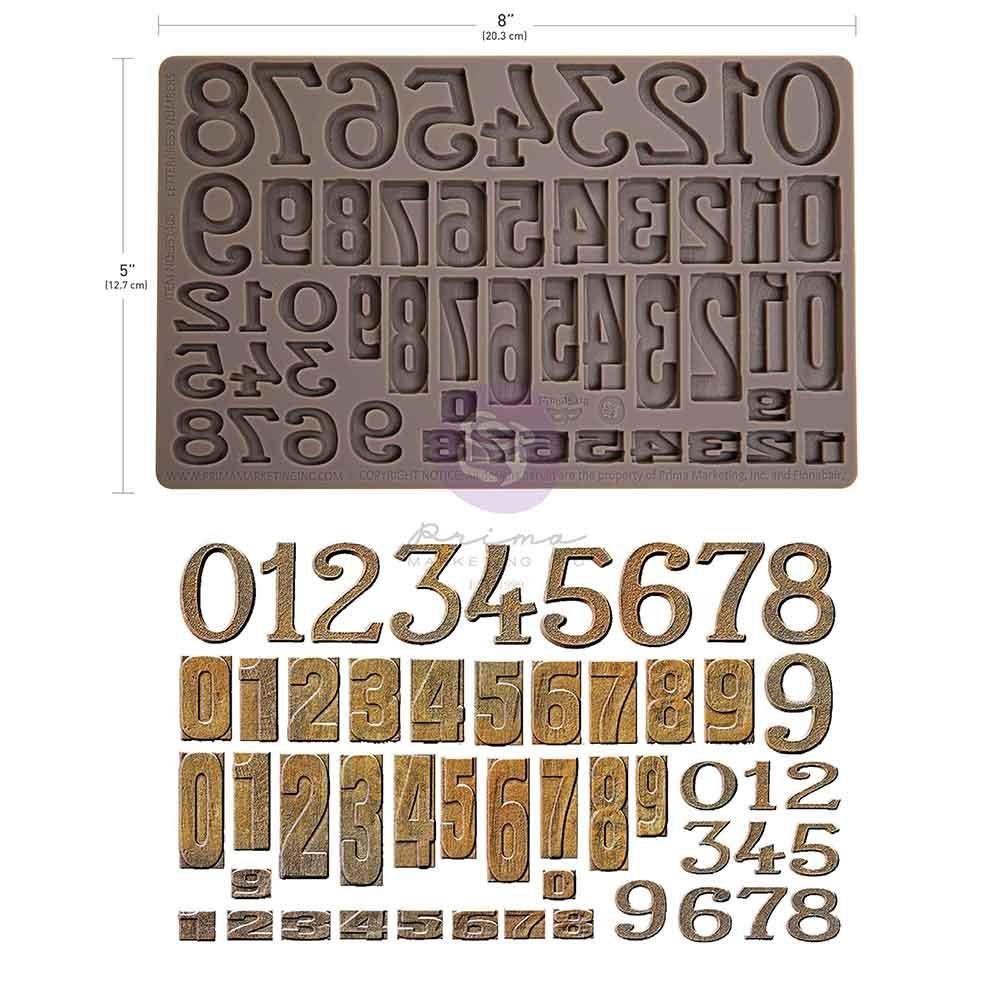 Finnabair Decor Moulds 5"x8"x8mm - Letterpress Numbers - The Merri Artist - merriartist.com