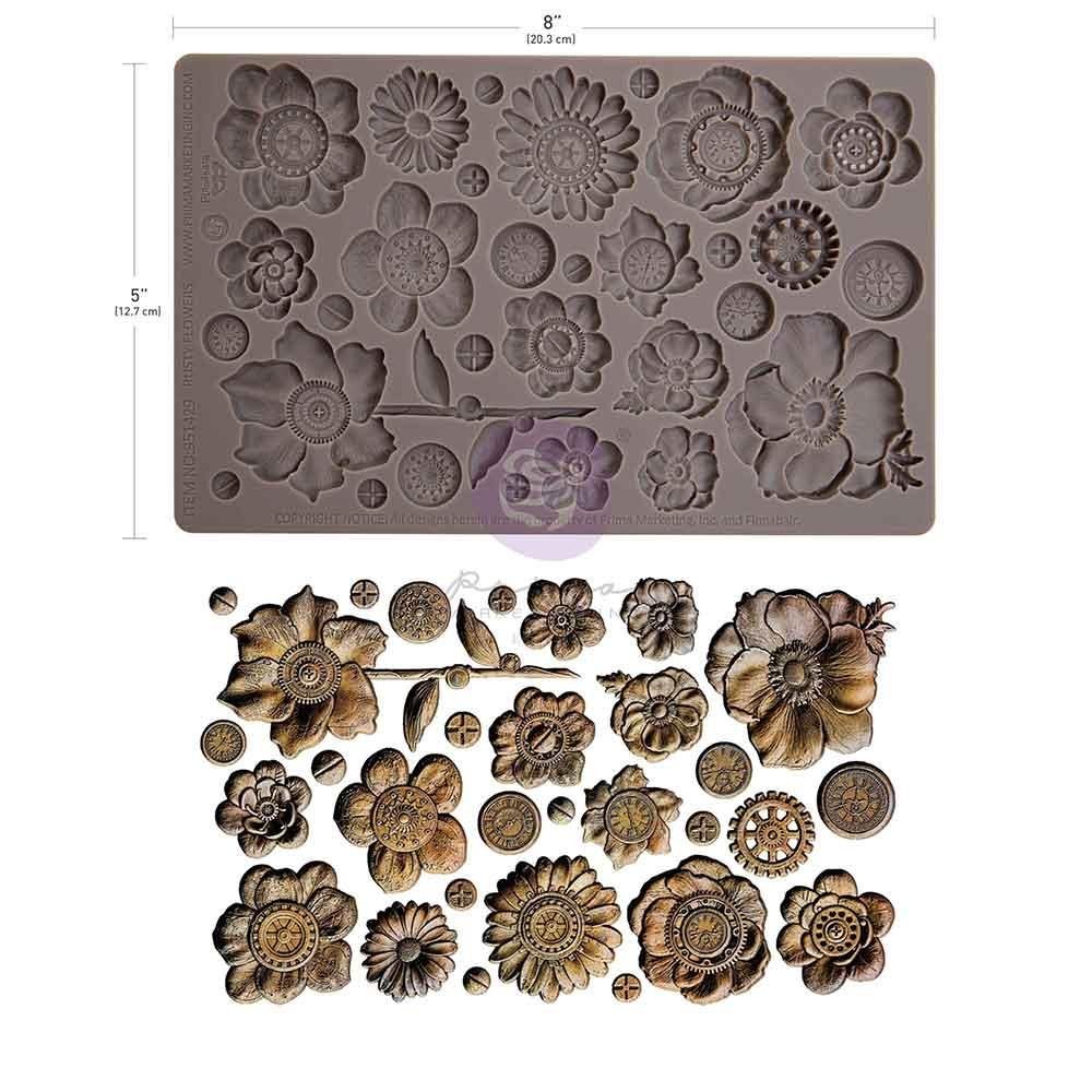 Finnabair Decor Silicone Molds 5"x8"x8mm - Rusty Flowers - The Merri Artist - merriartist.com