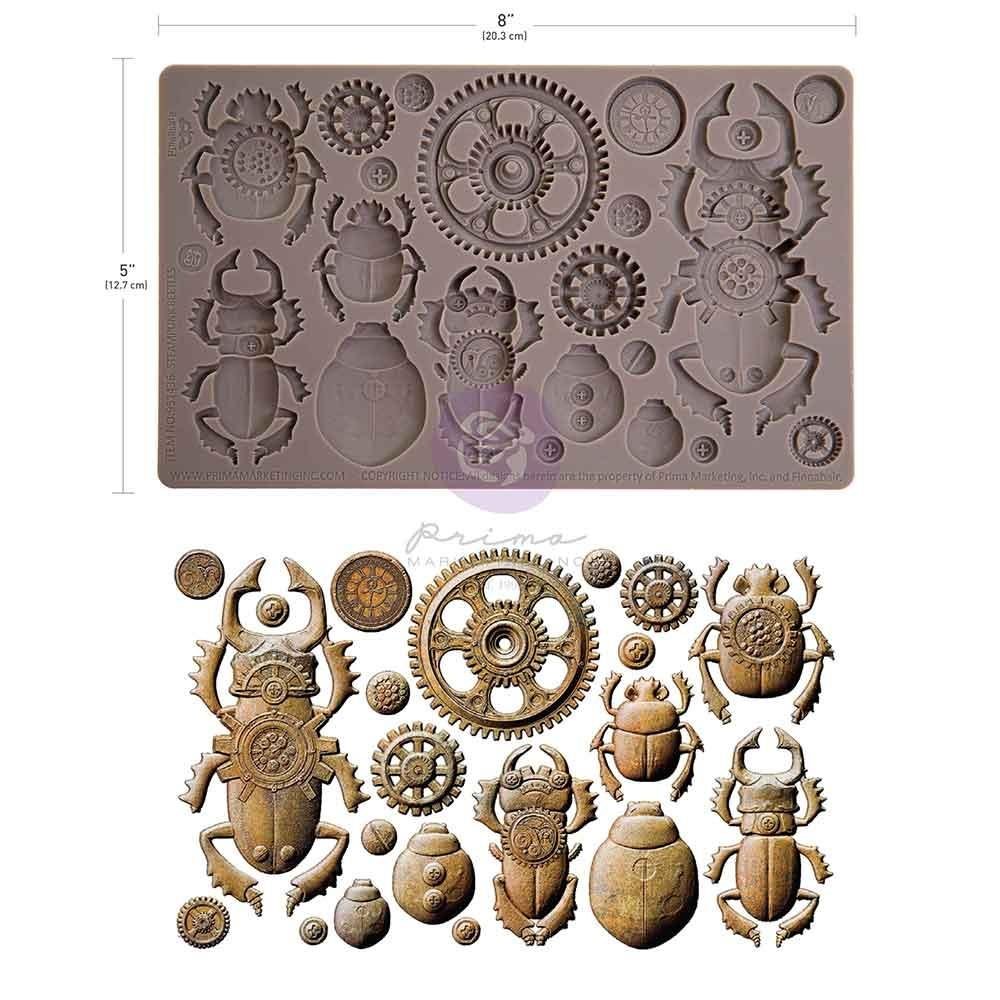 Finnabair Decor Silicone Molds 5"x8"x8mm - Steampunk Beetles - The Merri Artist - merriartist.com