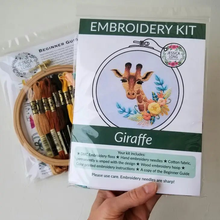 Giraffe Hand Embroidery Craft Kit - The Merri Artist - merriartist.com