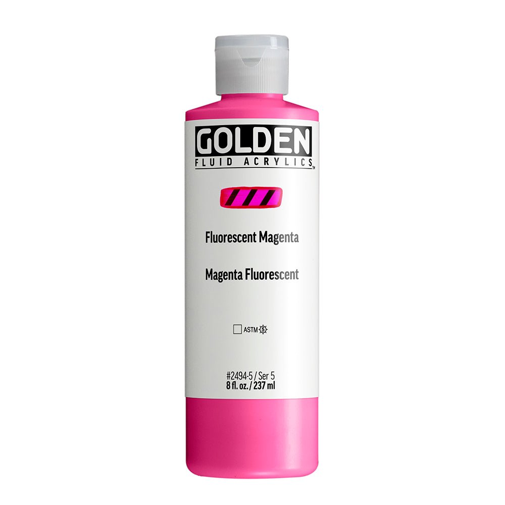 Golden Fluid Acrylic Fluorescent Magenta 8 fl. oz. / 237 ml - The Merri Artist - merriartist.com