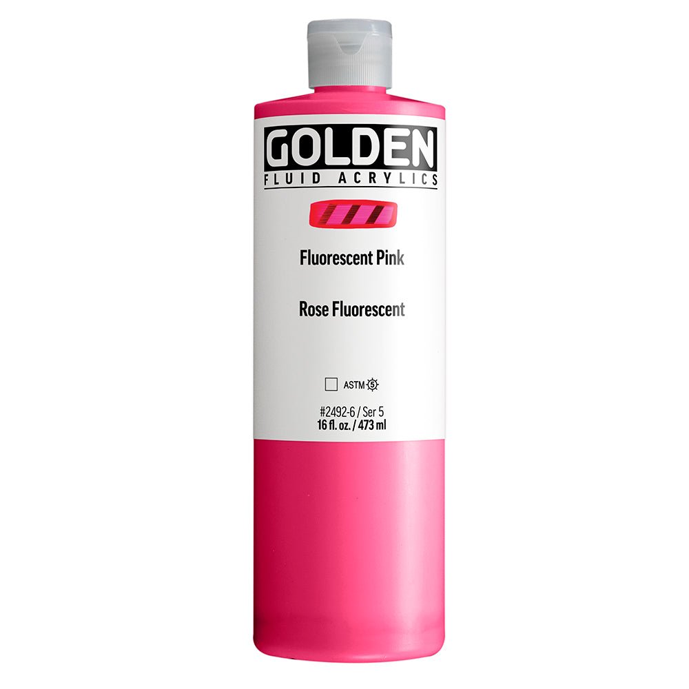 Golden Fluid Acrylic Fluorescent Pink 16 fl. oz. / 473 ml - The Merri Artist - merriartist.com