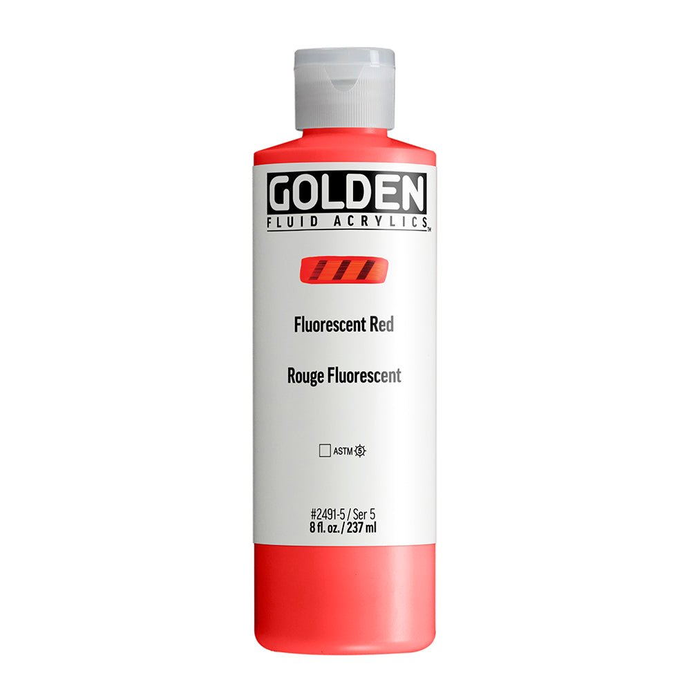 Golden Fluid Acrylic Fluorescent Red 8 fl. oz. / 237 ml - The Merri Artist - merriartist.com