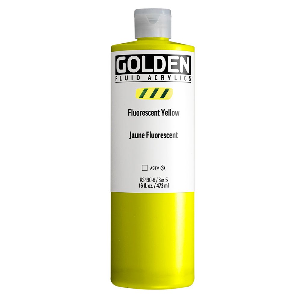 Golden Fluid Acrylic Fluorescent Yellow 16 fl. oz. / 473 ml - The Merri Artist - merriartist.com