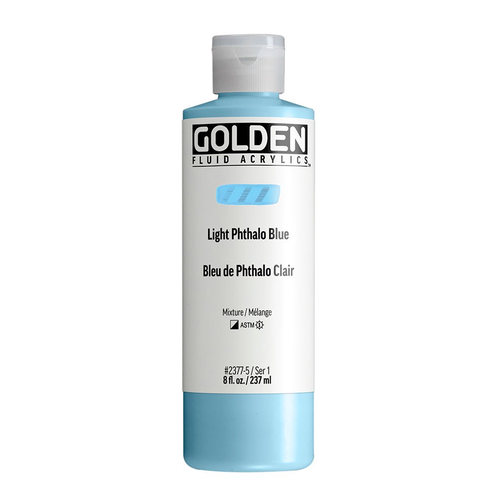 Golden Fluid Acrylic Light Phthalo Blue 8 fl. oz. / 237 ml - The Merri Artist - merriartist.com