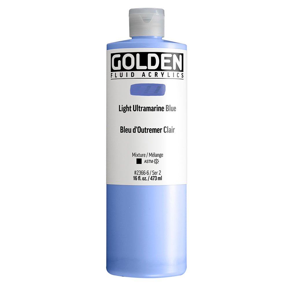 Golden Fluid Acrylic Light Ultramarine Blue 16 fl. oz. / 473 ml - The Merri Artist - merriartist.com