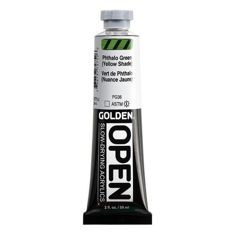 Golden OPEN Acrylic Phthalo Green (Yellow shade) 2 oz - The Merri Artist - merriartist.com