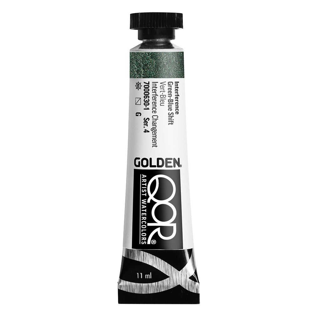 Golden QoR Watercolor 11 ml - Interference Green - Blue Shift - The Merri Artist - merriartist.com