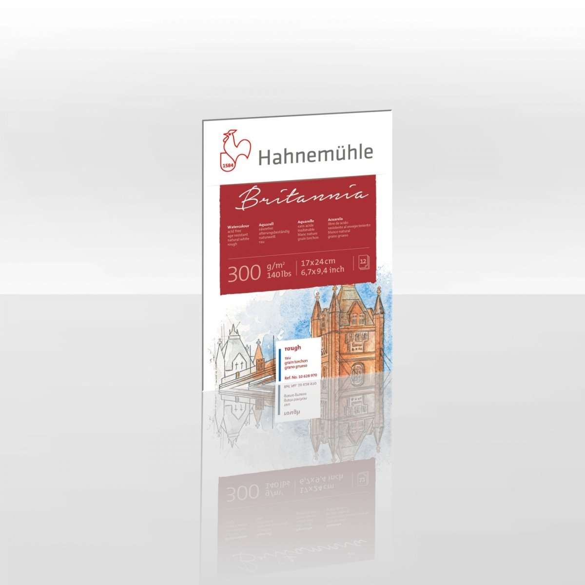 Hahnemuhle Britannia Watercolor 140 lb (300gsm) Rough, 12 sheet block, 6.7" x 9.4" (36x48 cm) - The Merri Artist - merriartist.com