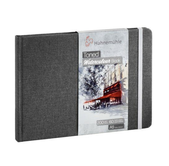 Hahnemuhle Toned Watercolor Book A5 (5 - 7/8" x 8 - 1/4") Landscape - Gray - The Merri Artist - merriartist.com