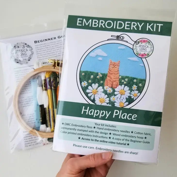 Happy Cat Embroidery Kit - The Merri Artist - merriartist.com