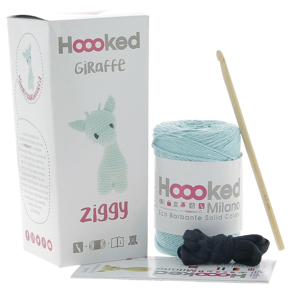 Hoooked Amigurumi DIY Kit W/Eco Barbante Yarn - Ziggy Giraffe - Green - The Merri Artist - merriartist.com