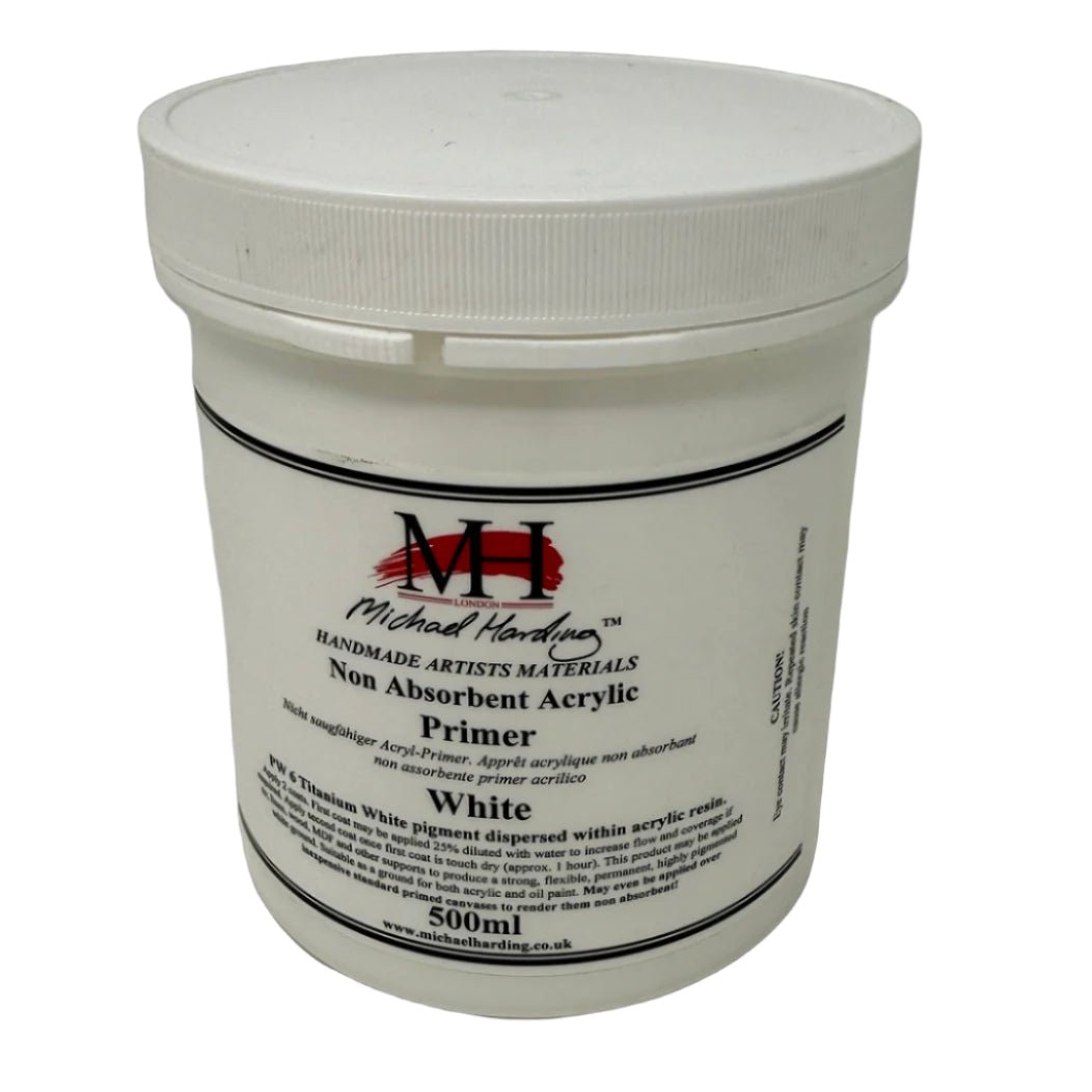 Michael Harding Non - Absorbent Acrylic Primer - White 500ml - The Merri Artist - merriartist.com