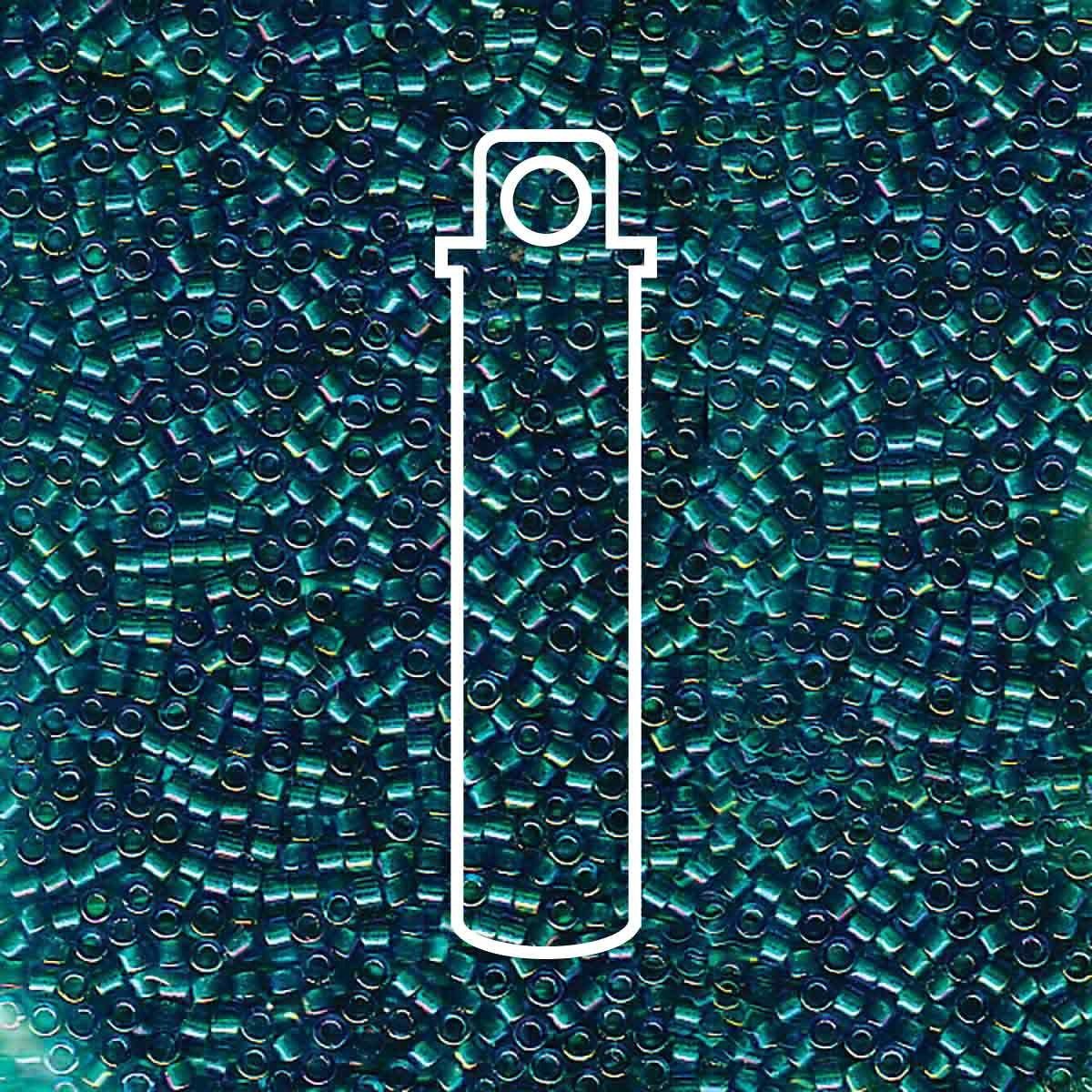 Miyuki Delica DB 11/0 (1.6mm) Seed Beads - Emerald Lined Aqua - approx. 7.2 grams - The Merri Artist - merriartist.com