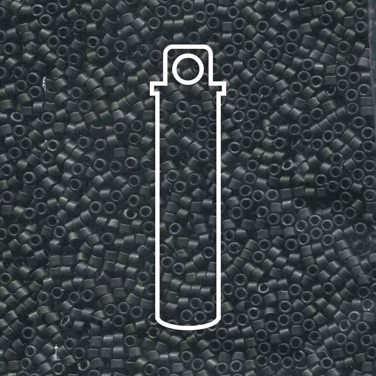 Miyuki Delica DB 11/0 (1.6mm) Seed Beads - Matte Black - approx. 7.2 grams - The Merri Artist - merriartist.com