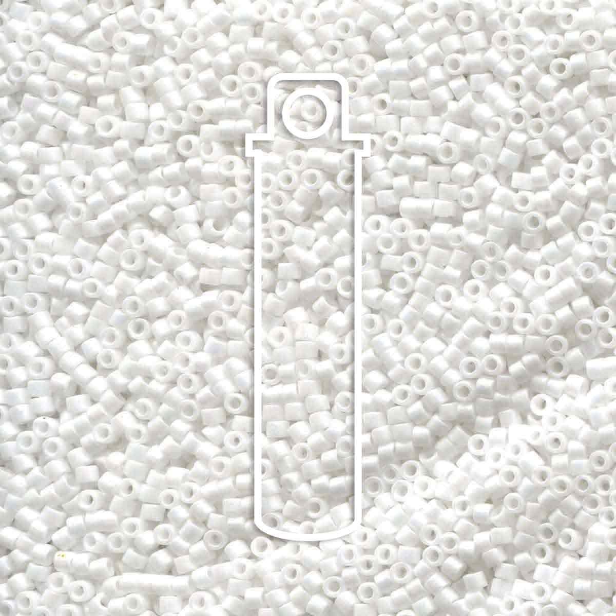 Miyuki Delica DB 11/0 (1.6mm) Seed Beads - Matte White - approx. 6.6 grams - The Merri Artist - merriartist.com
