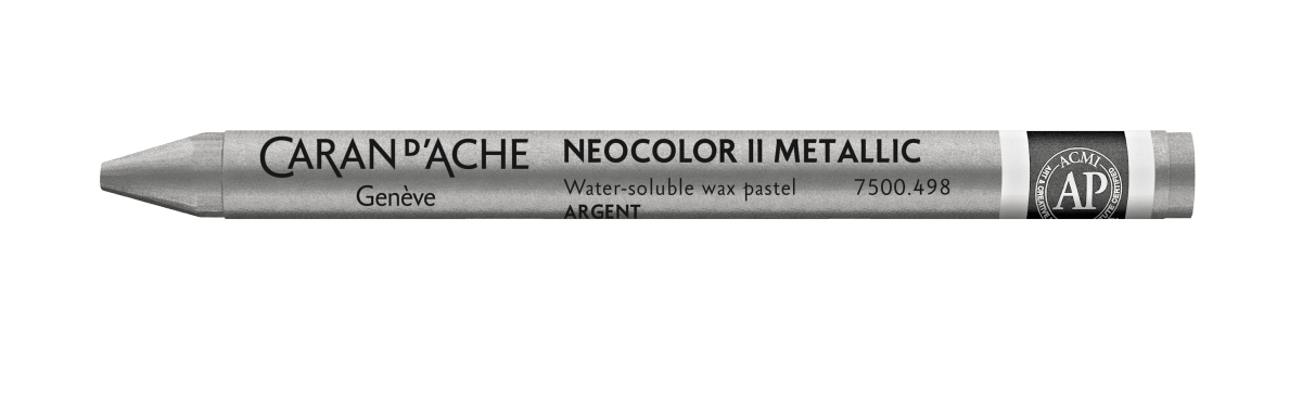 Neocolor II Water - Soluble Wax Pastel - 498 Metallic Silver - The Merri Artist - merriartist.com