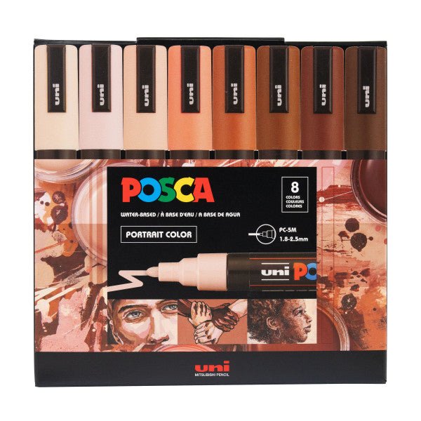 NEW! uni POSCA Acrylic Paint Marker - PC-5M Medium - 8 Portrait Colors Set - The Merri Artist - merriartist.com