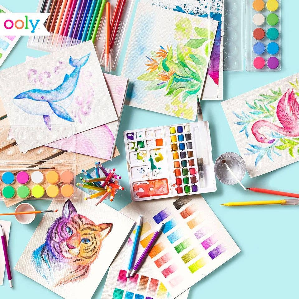 OOLY - Chroma Blends Watercolor Brush Markers - Set of 18 - The Merri Artist - merriartist.com
