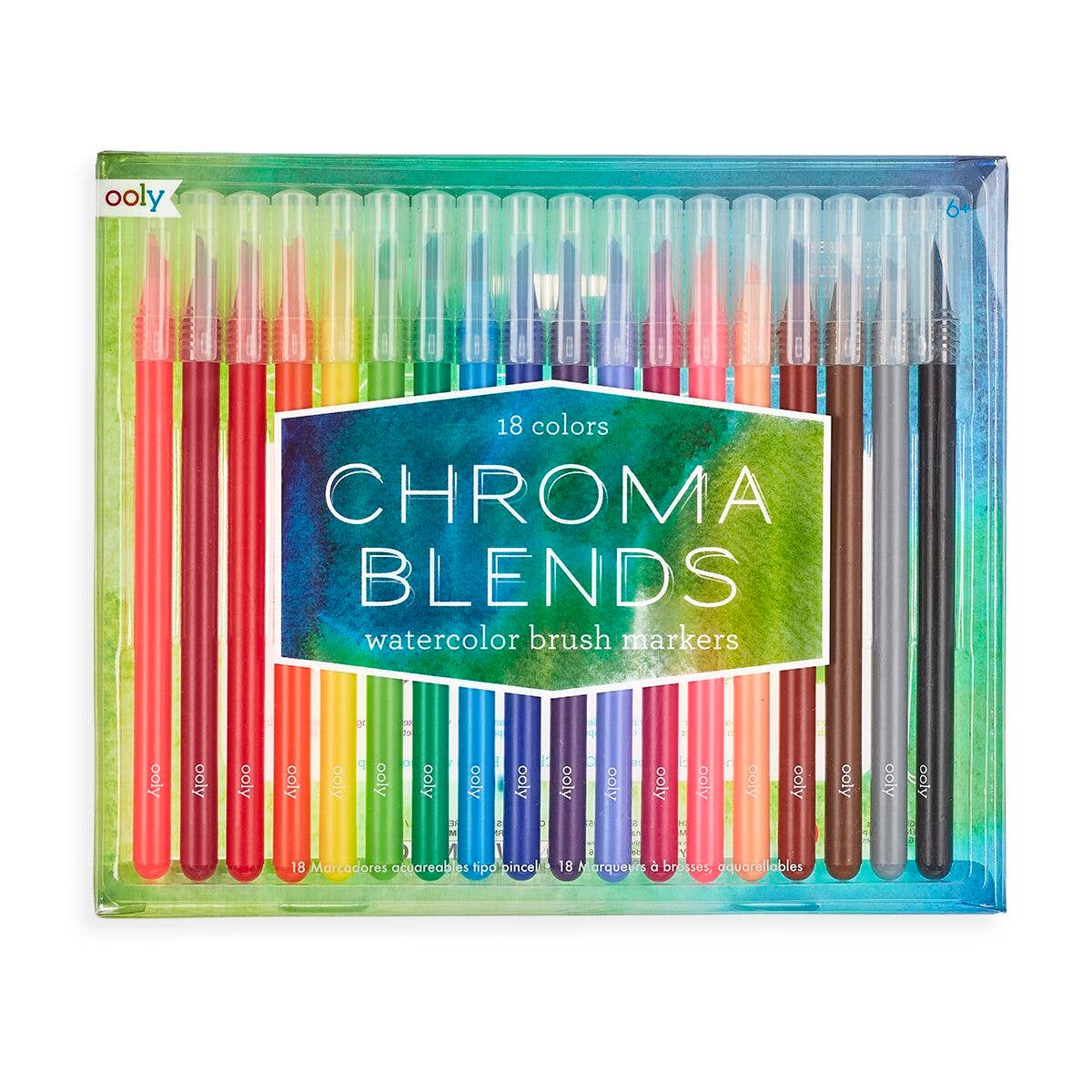 OOLY - Chroma Blends Watercolor Brush Markers - Set of 18 - The Merri Artist - merriartist.com