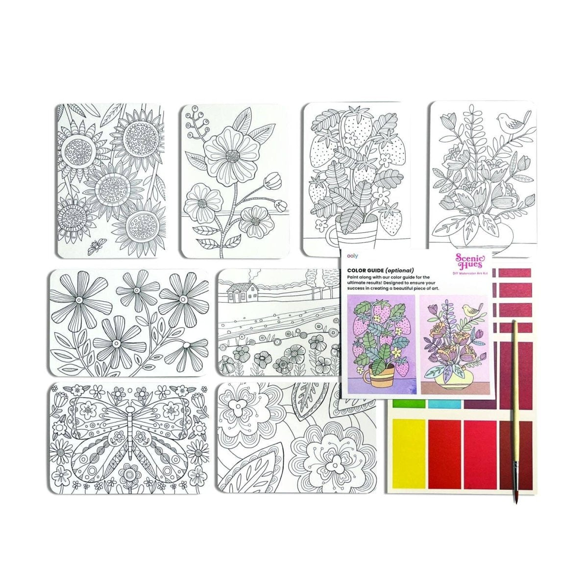 OOLY - Scenic Hues D.I.Y. Watercolor Kit Flowers & Gardens - The Merri Artist - merriartist.com