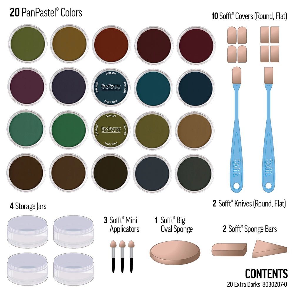 PanPastel 20 Color Set - Extra Dark Shades - The Merri Artist - merriartist.com