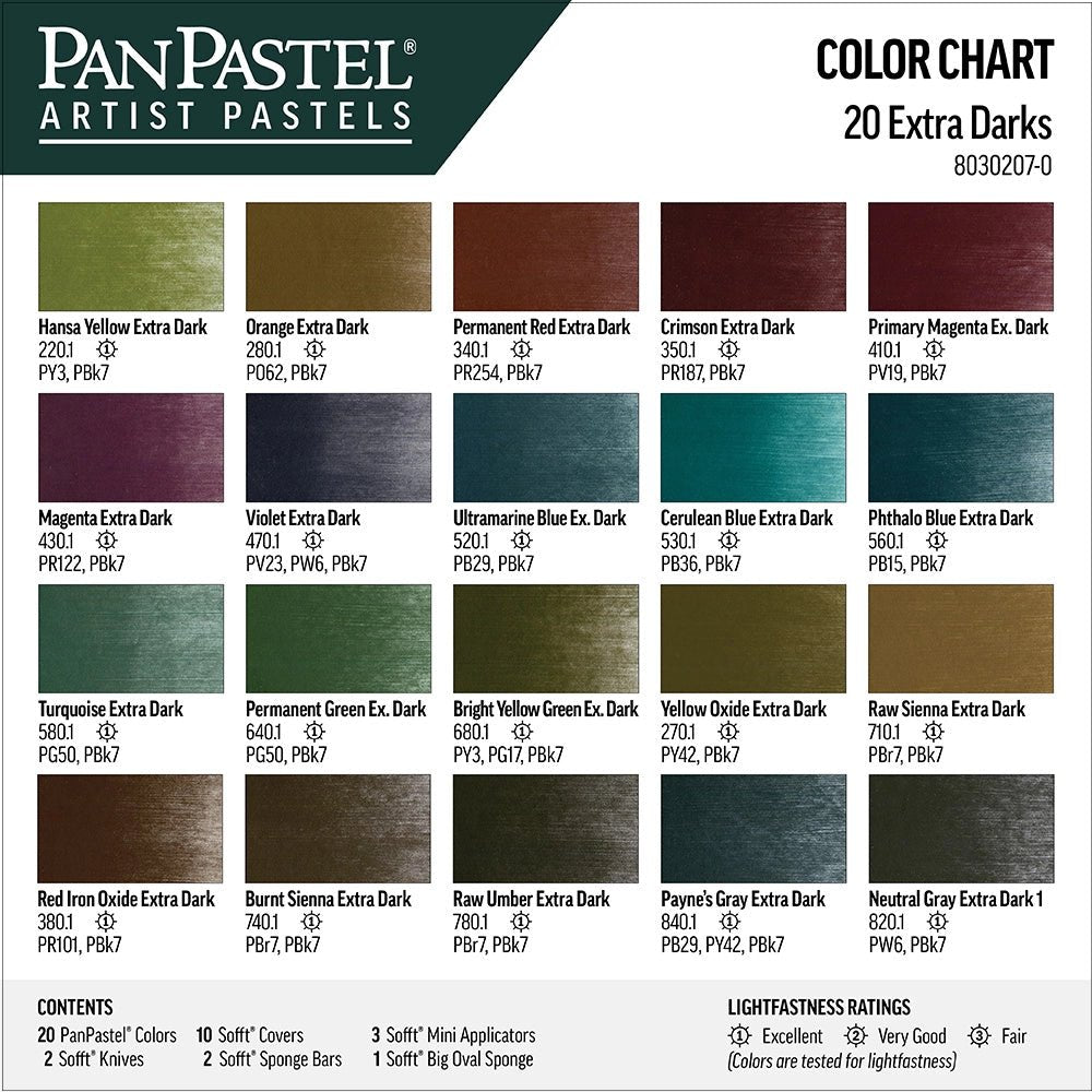 PanPastel 20 Color Set - Extra Dark Shades - The Merri Artist - merriartist.com