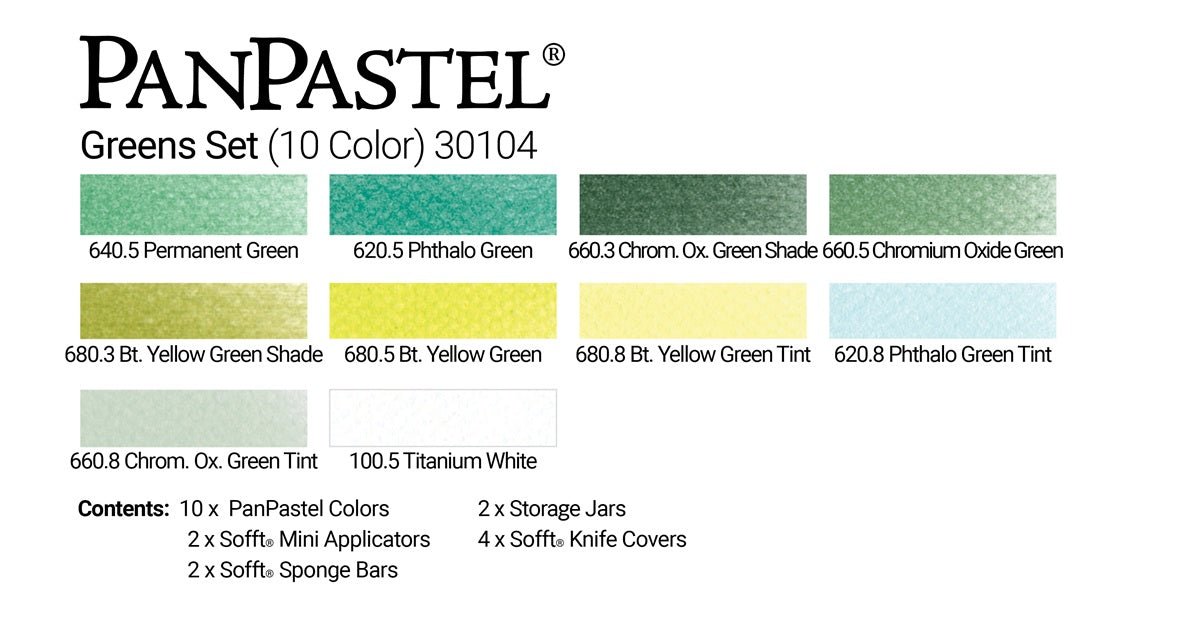 PanPastel Set - 10 Color Set - Greens - The Merri Artist - merriartist.com