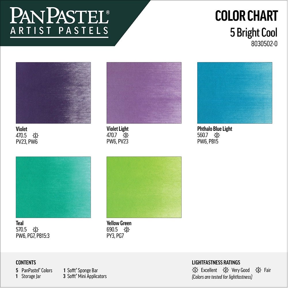 PanPastel Set - 5 Bright Cool Colors - The Merri Artist - merriartist.com