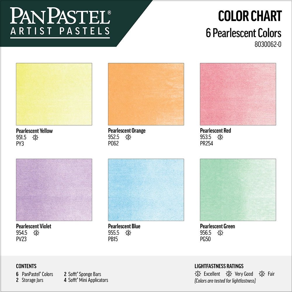 PanPastels 6 Color Set (with blending tools) - Pearlescent - The Merri Artist - merriartist.com
