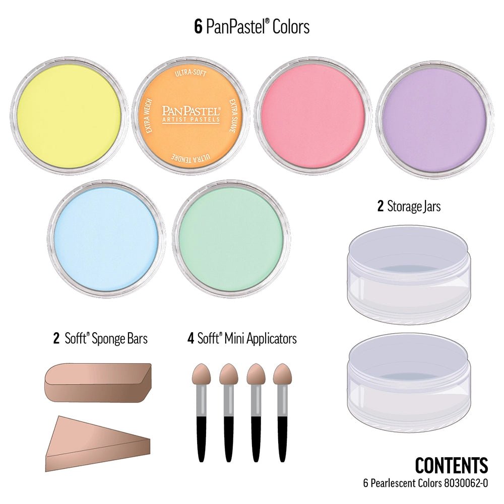 PanPastels 6 Color Set (with blending tools) - Pearlescent - The Merri Artist - merriartist.com