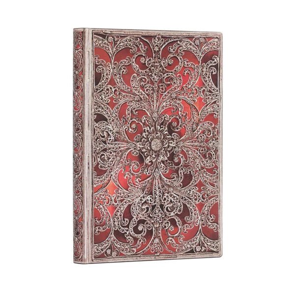 Paperblanks - Silver Filigree Collection - Garnet Softcover Flexis Midi 176 pg Lined - The Merri Artist - merriartist.com