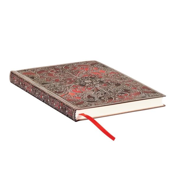 Paperblanks - Silver Filigree Collection - Garnet Softcover Flexis Midi 176 pg Lined - The Merri Artist - merriartist.com