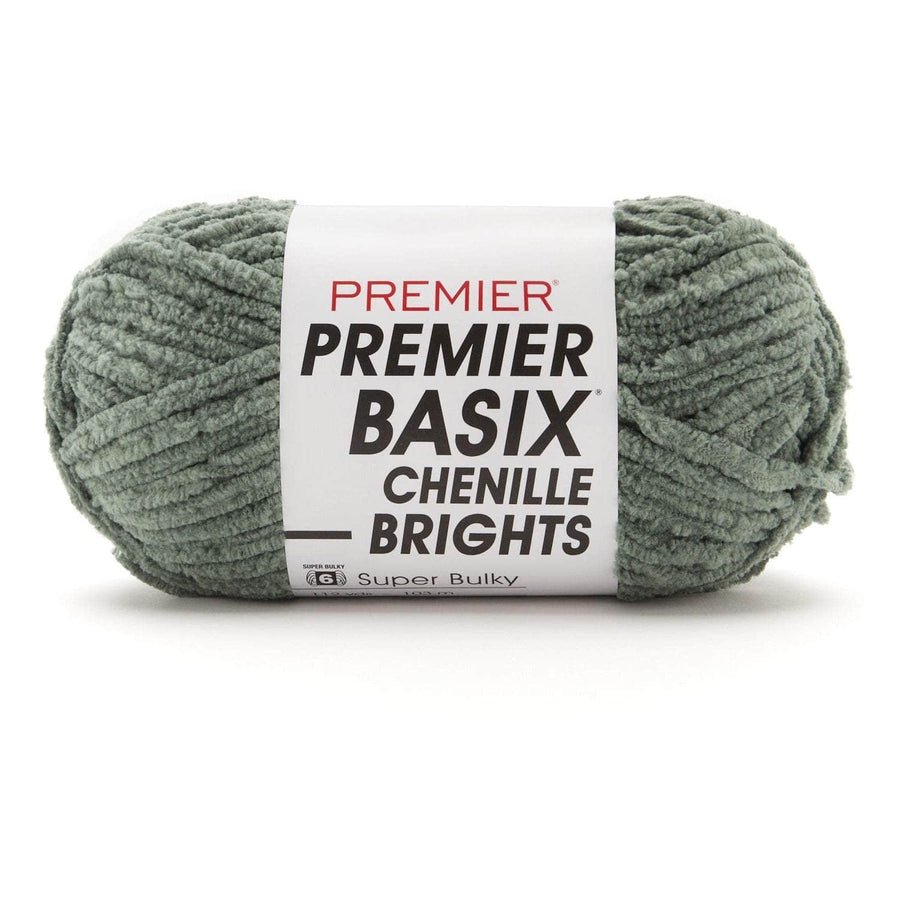 Premier Yarns Basix Chenille Brights - 100% Polyester - 6 Super Bulky, 112 Yards - 2126 - 08 Sage - The Merri Artist - merriartist.com