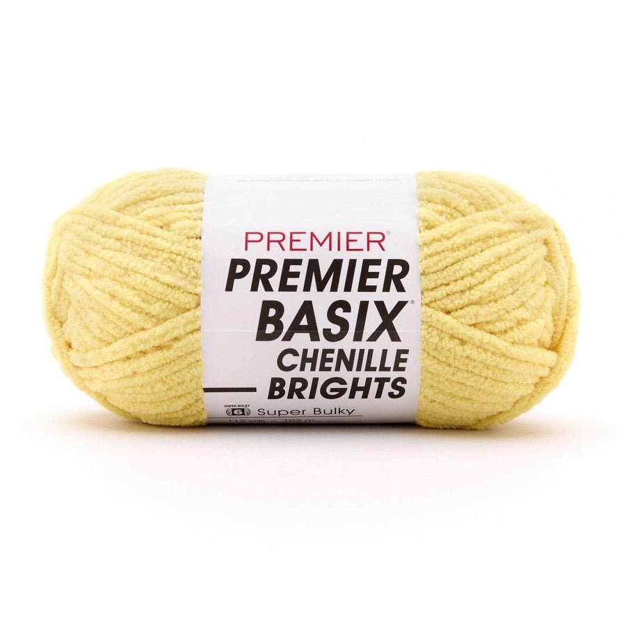 Premier Yarns Basix Chenille Brights - 100% Polyester - 6 Super Bulky, 112 Yards - 2126 - 32 Banana - The Merri Artist - merriartist.com