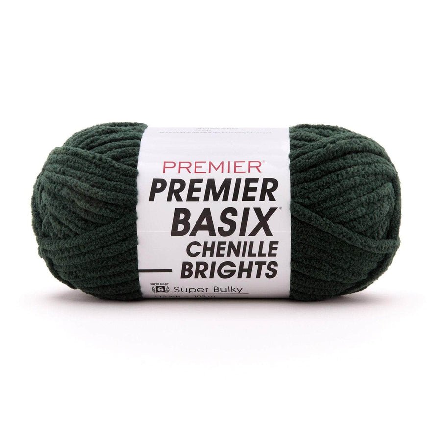 Premier Yarns Basix Chenille Brights - 100% Polyester - 6 Super Bulky, 112 Yards - 2126 - 40 Forest - The Merri Artist - merriartist.com