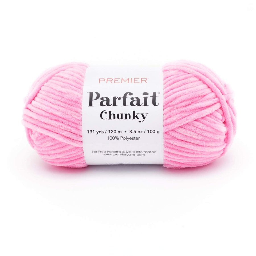 Premier Yarns Parfait Chunky - 100% Polyester - 6 Super Bulky, 131 Yards - 1150 - 08 Bubblegum - The Merri Artist - merriartist.com