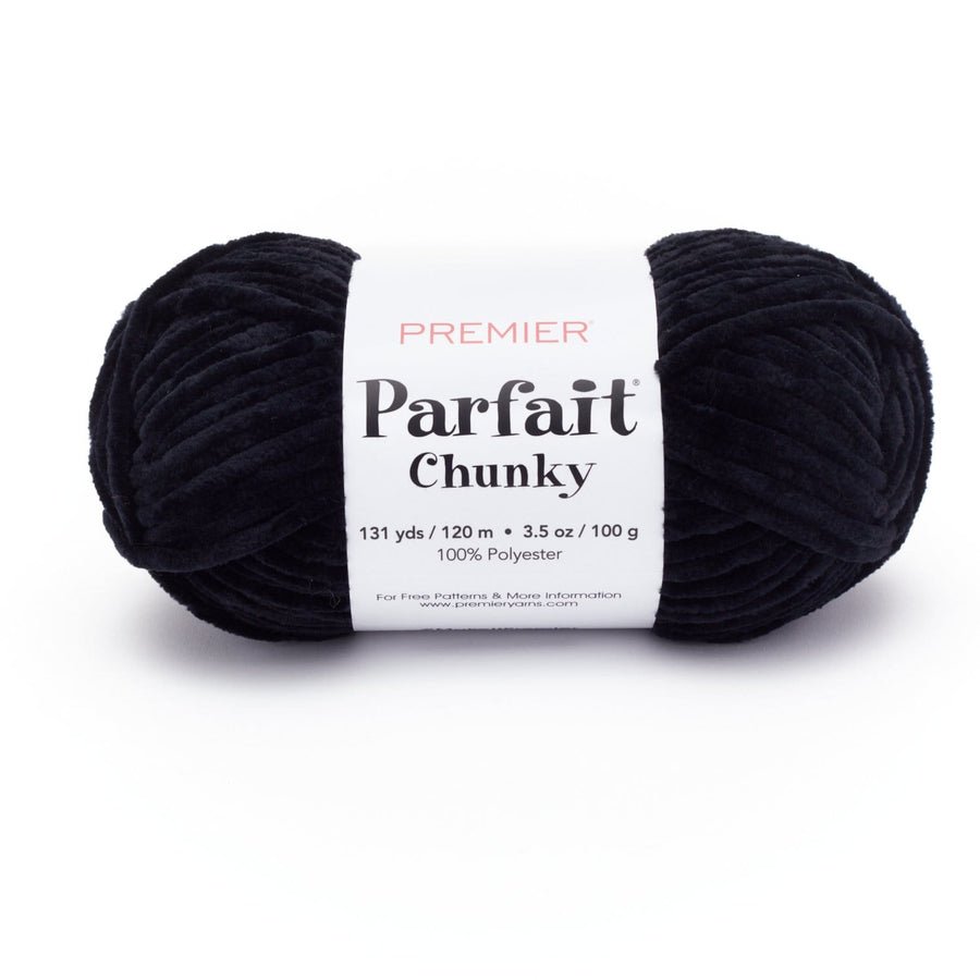 Premier Yarns Parfait Chunky - 100% Polyester - 6 Super Bulky, 131 Yards - 1150 - 10 Black - The Merri Artist - merriartist.com
