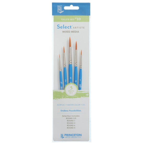 Princeton Brush Select Artiste Brush Value Set #10 (Round: 3/0, 1, 2, 4, 6) - The Merri Artist - merriartist.com