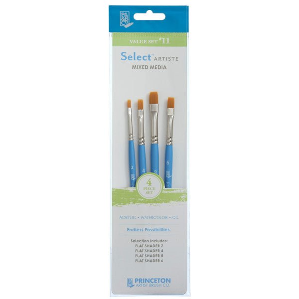 Princeton Brush Select Artiste Brush Value Set #11 (Flat Shader 2, 4, 6 & 8) - The Merri Artist - merriartist.com