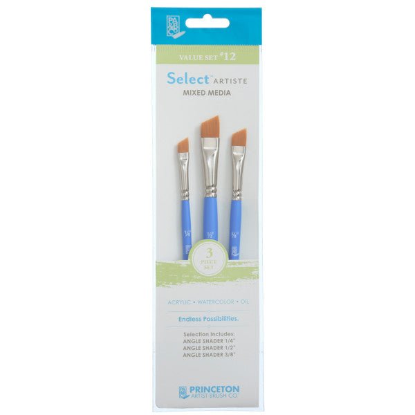 Princeton Brush Select Artiste Brush Value Set #12 (Angle Shader 1/4", 3/8" & 1/2") - The Merri Artist - merriartist.com