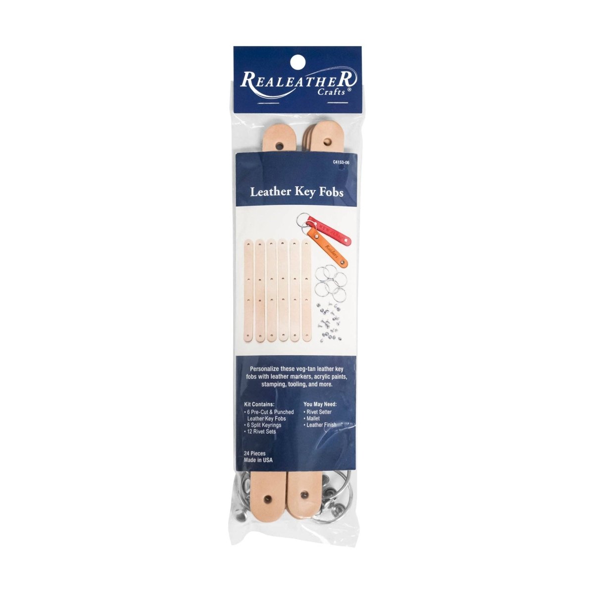 Realeather - Leather Key Fob Kit 6 Pack - Natural - The Merri Artist - merriartist.com