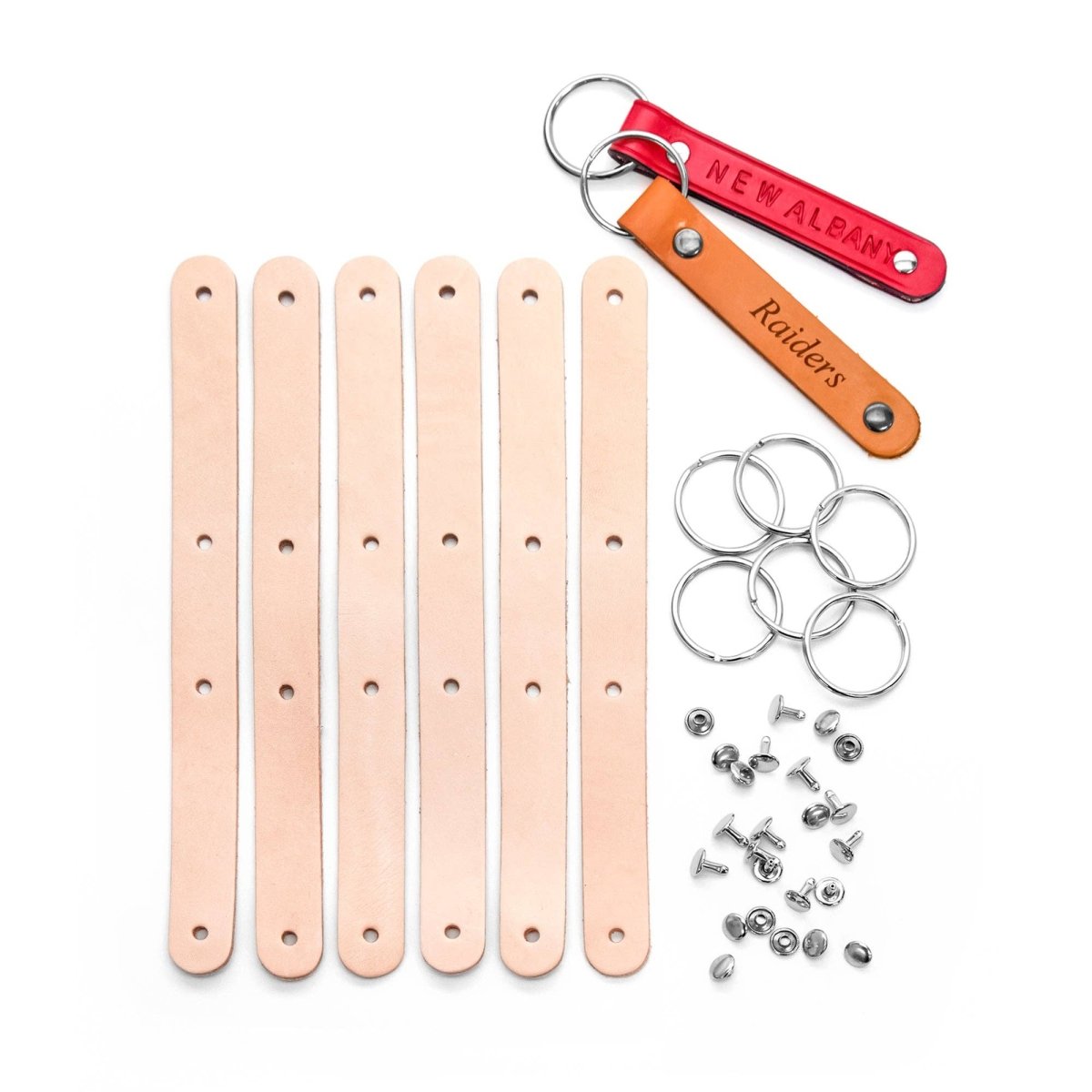 Realeather - Leather Key Fob Kit 6 Pack - Natural - The Merri Artist - merriartist.com