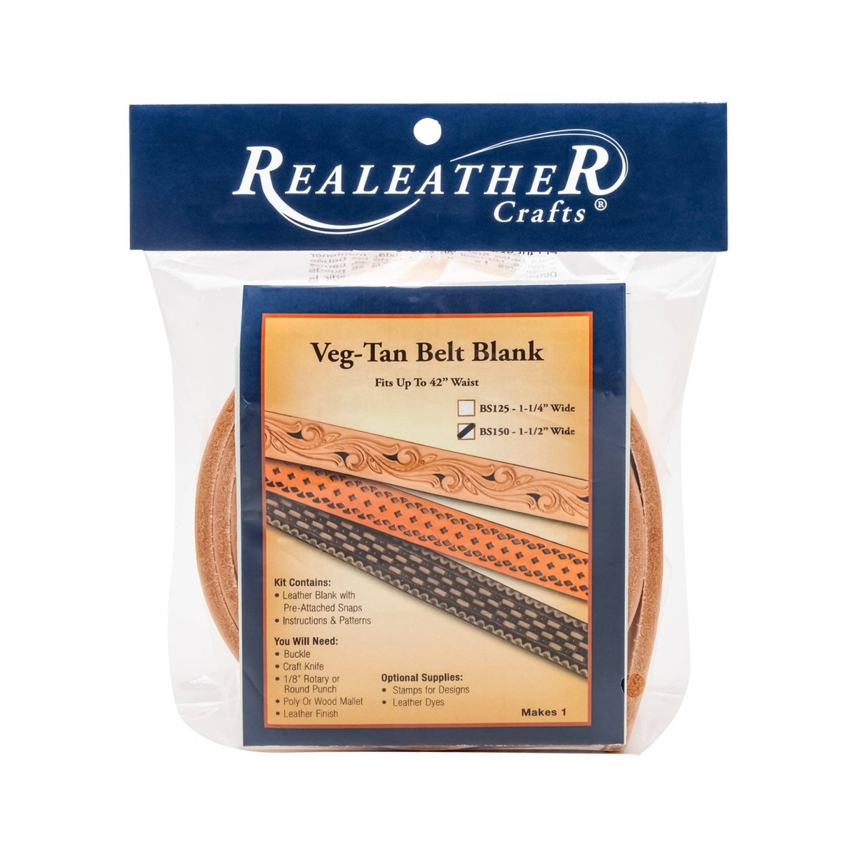 Realeather - Veg - Tan Belt Blank - Natural - The Merri Artist - merriartist.com