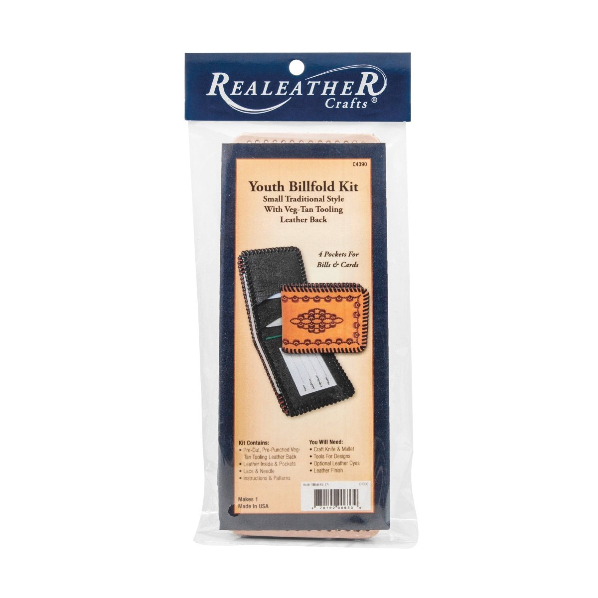 Realeather - Youth Billfold Kit - Natural - The Merri Artist - merriartist.com